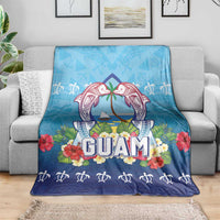 Guam Chamorro Blanket Tribal Latte Stone With Dolphins Blue LT05 - Polynesian Pride