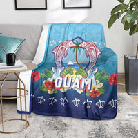 Guam Chamorro Blanket Tribal Latte Stone With Dolphins Blue LT05 - Polynesian Pride