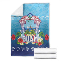 Guam Chamorro Blanket Tribal Latte Stone With Dolphins Blue LT05 - Polynesian Pride