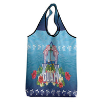 Guam Chamorro Grocery Bag Tribal Latte Stone With Dolphins Blue LT05 - Polynesian Pride