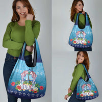 Guam Chamorro Grocery Bag Tribal Latte Stone With Dolphins Blue LT05 - Polynesian Pride