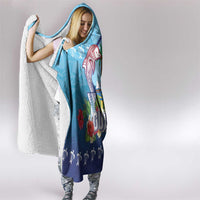 Guam Chamorro Hooded Blanket Tribal Latte Stone With Dolphins Blue LT05 - Polynesian Pride