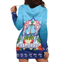Guam Chamorro Hoodie Dress Tribal Latte Stone With Dolphins Blue LT05 - Polynesian Pride
