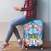 Guam Chamorro Luggage Cover Tribal Latte Stone With Dolphins Blue LT05 - Polynesian Pride