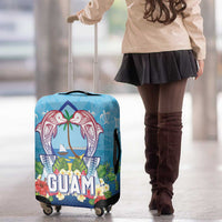 Guam Chamorro Luggage Cover Tribal Latte Stone With Dolphins Blue LT05 - Polynesian Pride