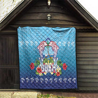 Guam Chamorro Quilt Tribal Latte Stone With Dolphins Blue LT05 - Polynesian Pride