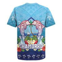 Guam Chamorro Rugby Jersey Tribal Latte Stone With Dolphins Blue LT05 - Polynesian Pride