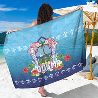 Guam Chamorro Sarong Tribal Latte Stone With Dolphins Blue LT05 One Size 44 x 66 inches Blue - Polynesian Pride