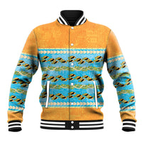 Hawaii Humuhumu Fish Maile Pikake Lei Baseball Jacket Tribal Tapa Orange Version LT05 Unisex Orange - Polynesian Pride