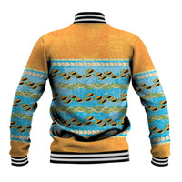 Hawaii Humuhumu Fish Maile Pikake Lei Baseball Jacket Tribal Tapa Orange Version LT05 - Polynesian Pride