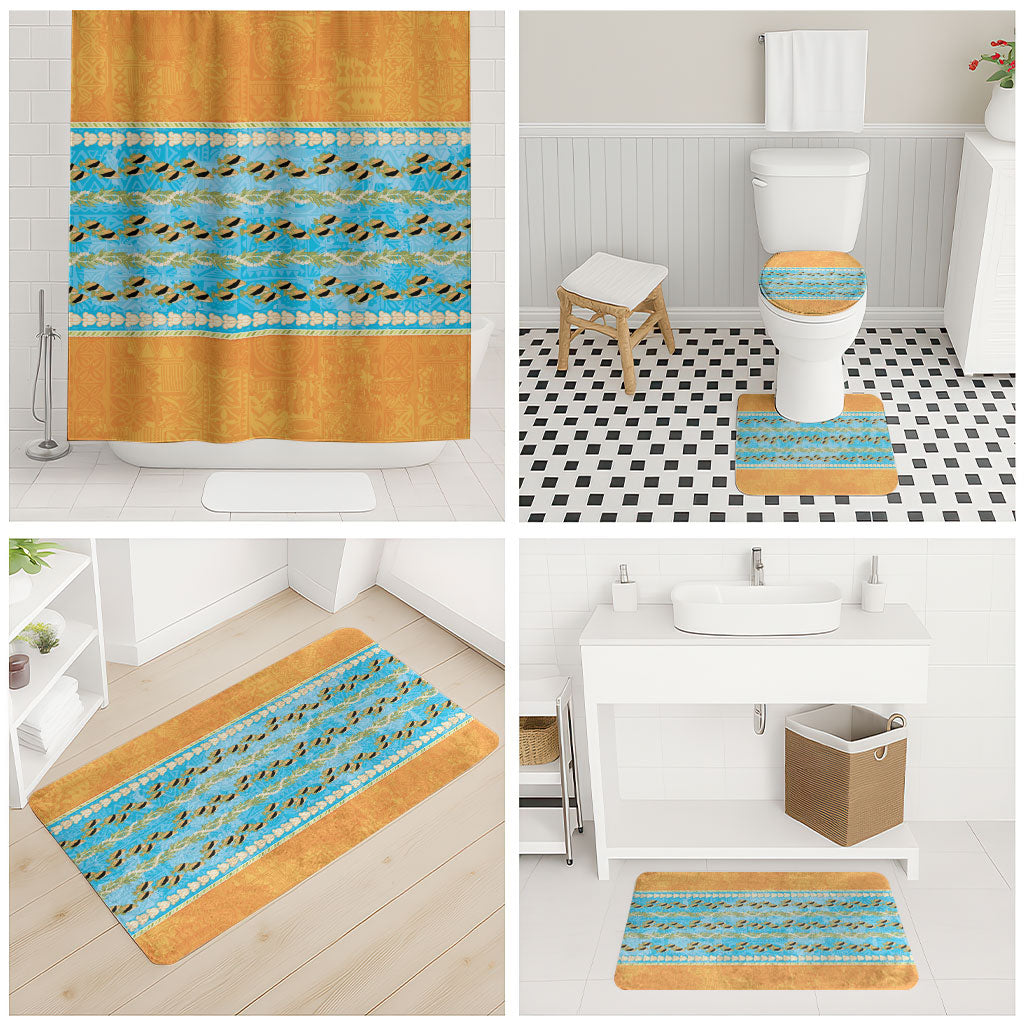 Hawaii Humuhumu Fish Maile Pikake Lei Bathroom Set Tribal Tapa Orange Version LT05 - Polynesian Pride
