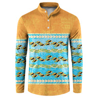 Hawaii Humuhumu Fish Maile Pikake Lei Button Sweatshirt Tribal Tapa Orange Version LT05 Orange - Polynesian Pride
