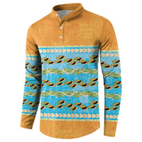 Hawaii Humuhumu Fish Maile Pikake Lei Button Sweatshirt Tribal Tapa Orange Version LT05 - Polynesian Pride