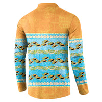 Hawaii Humuhumu Fish Maile Pikake Lei Button Sweatshirt Tribal Tapa Orange Version LT05 - Polynesian Pride