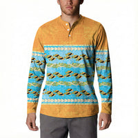 Hawaii Humuhumu Fish Maile Pikake Lei Button Sweatshirt Tribal Tapa Orange Version LT05 - Polynesian Pride