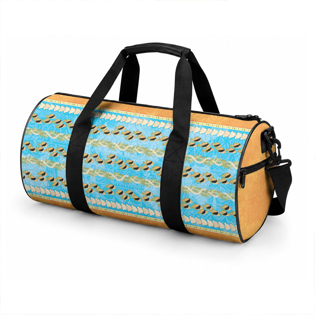 Hawaii Humuhumu Fish Maile Pikake Lei Duffle Bag Tribal Tapa Orange Version LT05 - Polynesian Pride