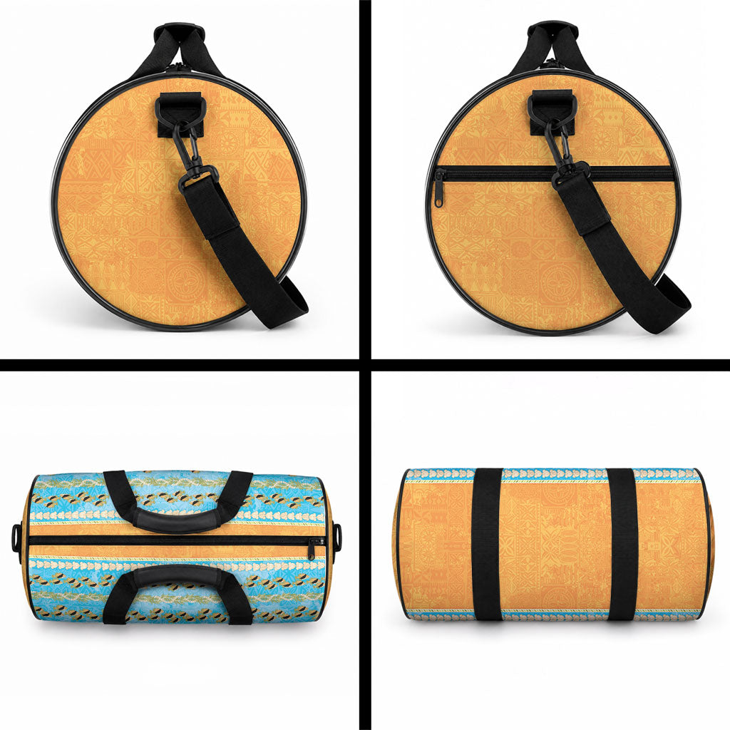 Hawaii Humuhumu Fish Maile Pikake Lei Duffle Bag Tribal Tapa Orange Version LT05 - Polynesian Pride