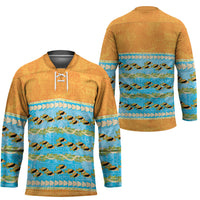 Hawaii Humuhumu Fish Maile Pikake Lei Hockey Jersey Tribal Tapa Orange Version LT05 - Polynesian Pride
