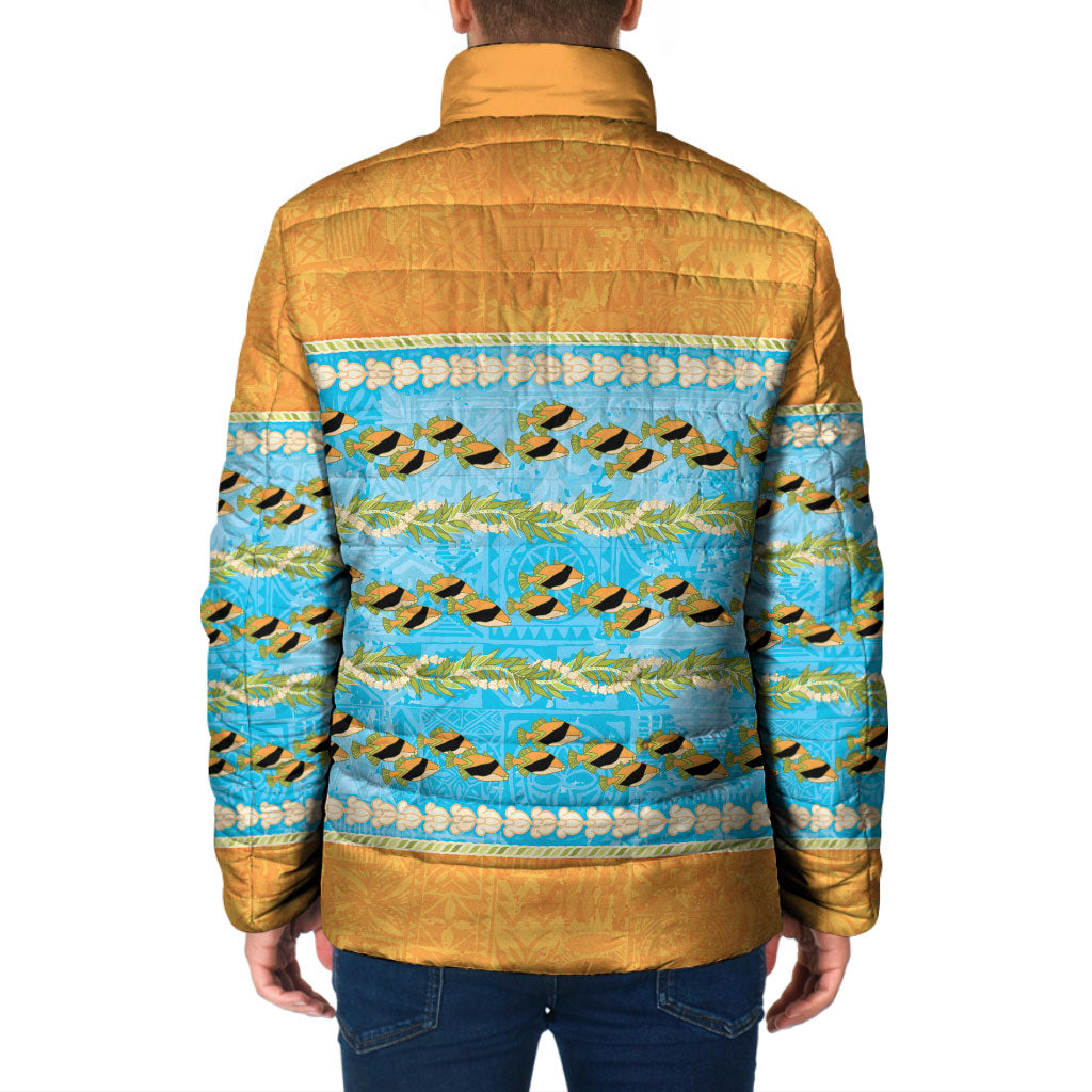 Hawaii Humuhumu Fish Maile Pikake Lei Padded Jacket Tribal Tapa Orange Version LT05 - Polynesian Pride
