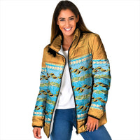 Hawaii Humuhumu Fish Maile Pikake Lei Padded Jacket Tribal Tapa Orange Version LT05 Women Orange - Polynesian Pride