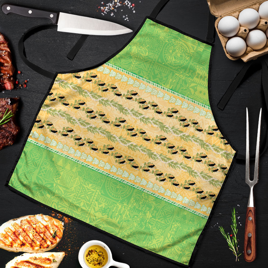 Hawaii Humuhumu Fish Maile Pikake Lei Apron Tribal Tapa Green Version LT05 Green - Polynesian Pride