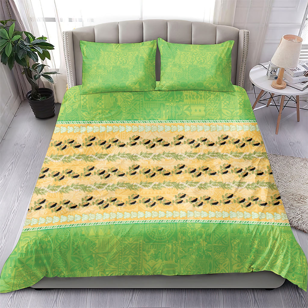 Hawaii Humuhumu Fish Maile Pikake Lei Bedding Set Tribal Tapa Green Version LT05 - Polynesian Pride