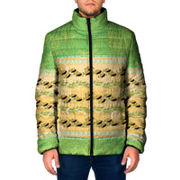 Hawaii Humuhumu Fish Maile Pikake Lei Padded Jacket Tribal Tapa Green Version LT05 Men Green - Polynesian Pride