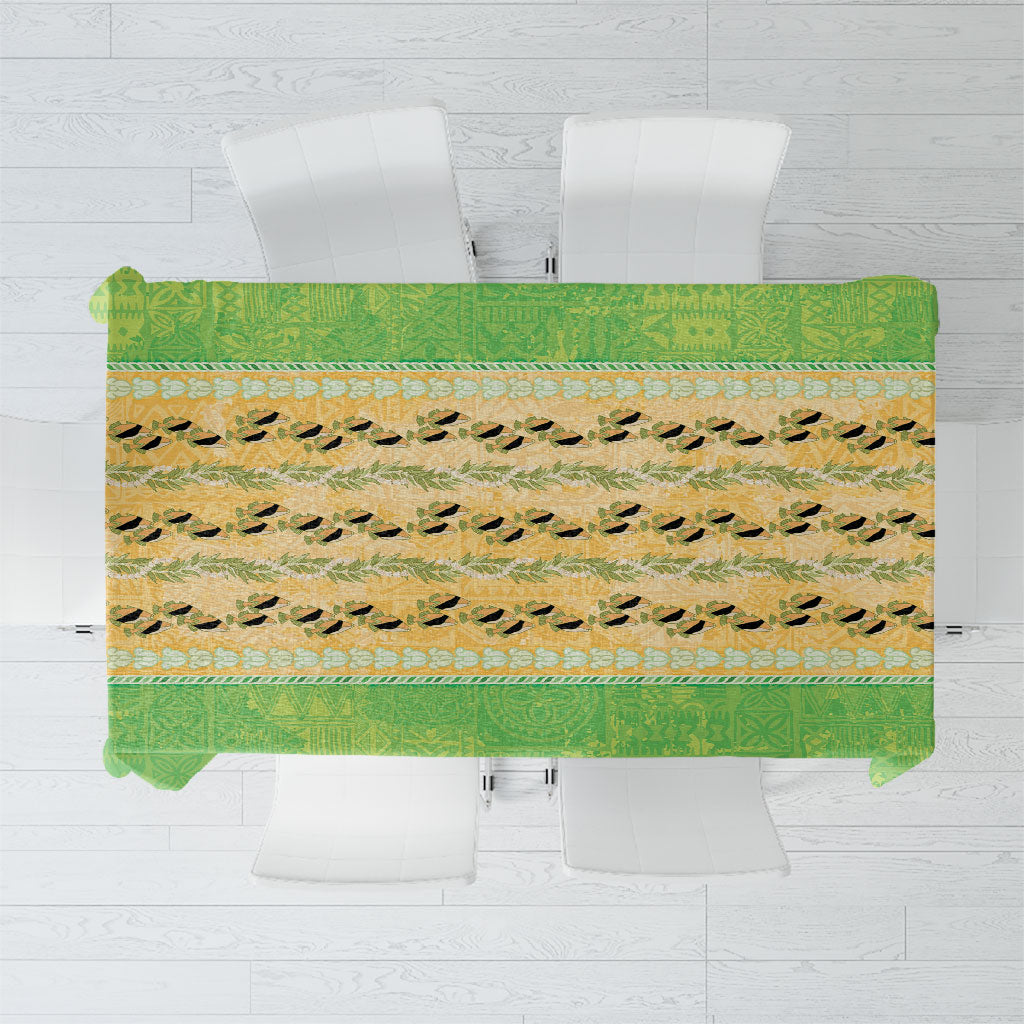 Hawaii Humuhumu Fish Maile Pikake Lei Tablecloth Tribal Tapa Green Version LT05 Green - Polynesian Pride