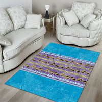 Hawaii Humuhumu Fish Maile Pikake Lei Area Rug Tribal Tapa Blue Version LT05 - Polynesian Pride