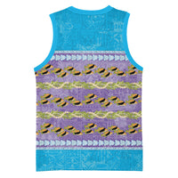 Hawaii Humuhumu Fish Maile Pikake Lei Basketball Jersey Tribal Tapa Blue Version LT05 - Polynesian Pride