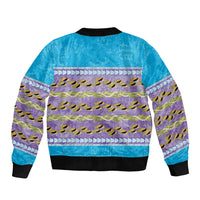 Hawaii Humuhumu Fish Maile Pikake Lei Bomber Jacket Tribal Tapa Blue Version LT05 - Polynesian Pride