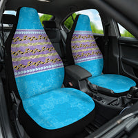 Hawaii Humuhumu Fish Maile Pikake Lei Car Seat Cover Tribal Tapa Blue Version LT05 One Size Blue - Polynesian Pride