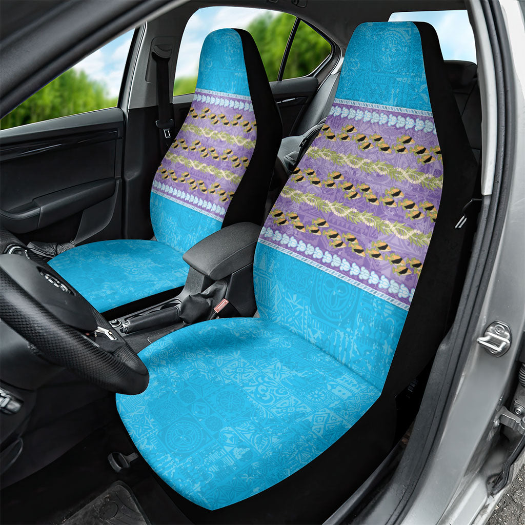 Hawaii Humuhumu Fish Maile Pikake Lei Car Seat Cover Tribal Tapa Blue Version LT05 - Polynesian Pride