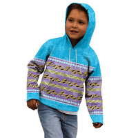 Hawaii Humuhumu Fish Maile Pikake Lei Kid Hoodie Tribal Tapa Blue Version LT05 - Polynesian Pride