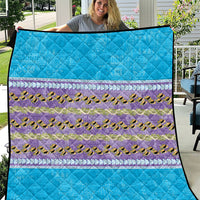 Hawaii Humuhumu Fish Maile Pikake Lei Quilt Tribal Tapa Blue Version LT05 Blue - Polynesian Pride