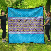 Hawaii Humuhumu Fish Maile Pikake Lei Quilt Tribal Tapa Blue Version LT05 - Polynesian Pride
