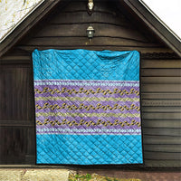 Hawaii Humuhumu Fish Maile Pikake Lei Quilt Tribal Tapa Blue Version LT05 - Polynesian Pride