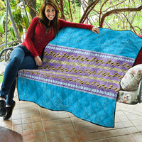Hawaii Humuhumu Fish Maile Pikake Lei Quilt Tribal Tapa Blue Version LT05 - Polynesian Pride