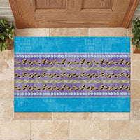Hawaii Humuhumu Fish Maile Pikake Lei Rubber Doormat Tribal Tapa Blue Version LT05 Blue - Polynesian Pride