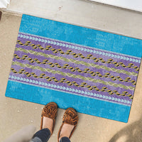 Hawaii Humuhumu Fish Maile Pikake Lei Rubber Doormat Tribal Tapa Blue Version LT05 - Polynesian Pride