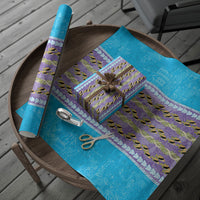 Hawaii Humuhumu Fish Maile Pikake Lei Wrapping Paper Tribal Tapa Blue Version LT05 - Polynesian Pride