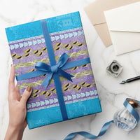 Hawaii Humuhumu Fish Maile Pikake Lei Wrapping Paper Tribal Tapa Blue Version LT05 - Polynesian Pride