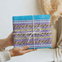 Hawaii Humuhumu Fish Maile Pikake Lei Wrapping Paper Tribal Tapa Blue Version LT05 - Polynesian Pride