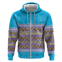 Hawaii Humuhumu Fish Maile Pikake Lei Zip Hoodie Tribal Tapa Blue Version LT05 Zip Hoodie Blue - Polynesian Pride