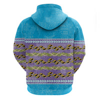 Hawaii Humuhumu Fish Maile Pikake Lei Zip Hoodie Tribal Tapa Blue Version LT05 - Polynesian Pride