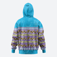 Hawaii Humuhumu Fish Maile Pikake Lei Zip Hoodie Tribal Tapa Blue Version LT05 - Polynesian Pride