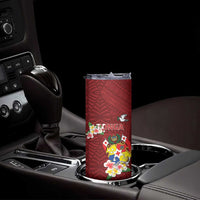Personalised Tonga Skinny Tumbler Coat Of Arms Plumeria With Ngatu Pattern LT05 - Polynesian Pride