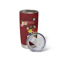 Personalised Tonga Tumbler Cup Coat Of Arms Plumeria With Ngatu Pattern LT05 - Polynesian Pride