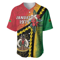 Happy Vanuatu Constitution Day Baseball Jersey Flag Style With Sand Drawing Pattern LT05 Red - Polynesian Pride