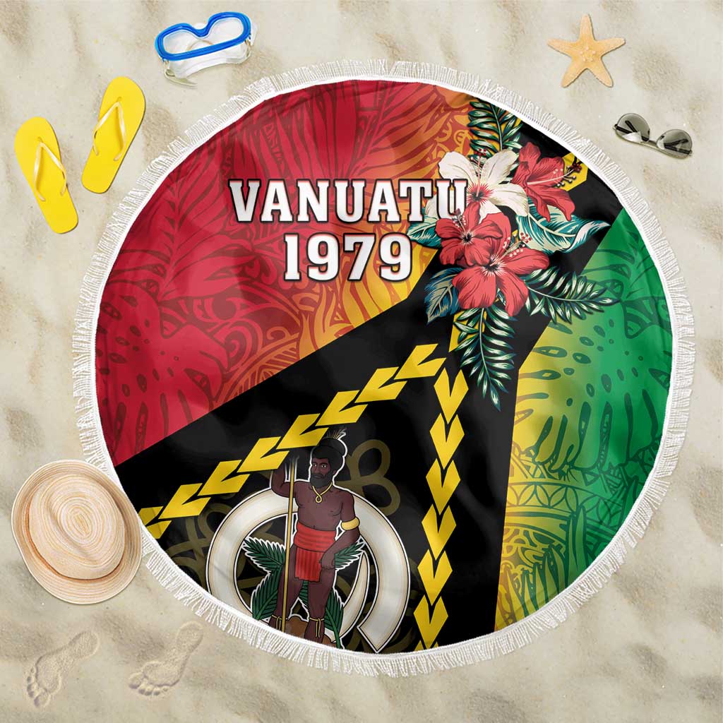 Happy Vanuatu Constitution Day Beach Blanket Flag Style With Sand Drawing Pattern LT05 One Size 150cm Red - Polynesian Pride
